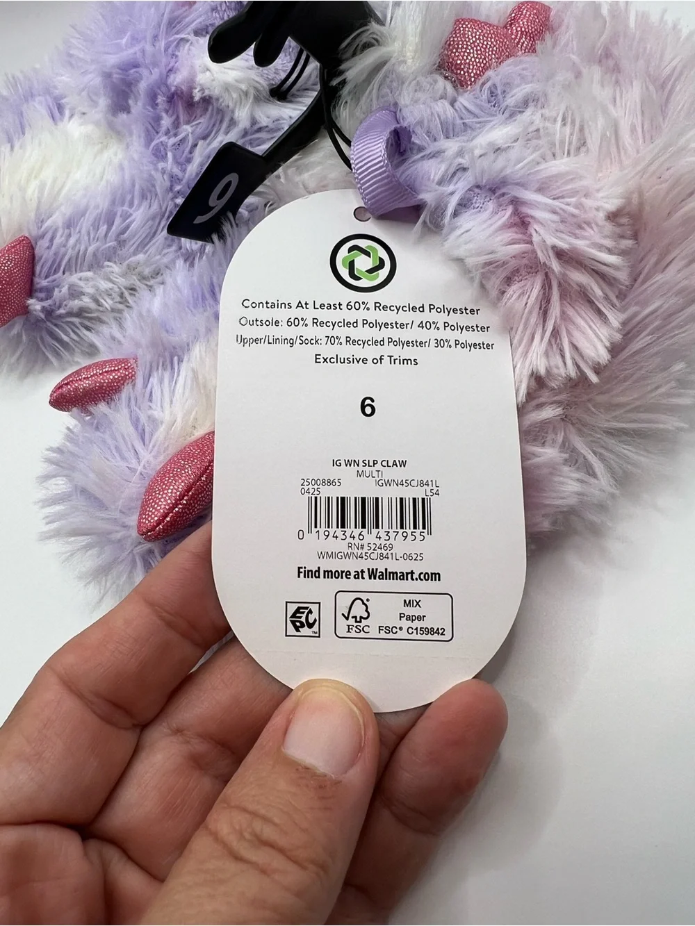 Fluffy Purple Unicorn Paw Kids Slippers - Cute Fuzzy Bedroom Shoes
